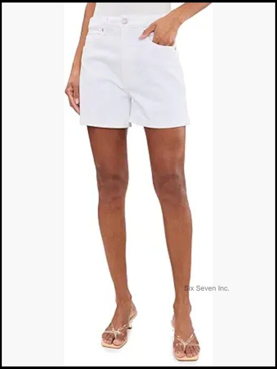 Pants - High-Rise Heritage Denim Shorts with Zip-Fly & Button Closure